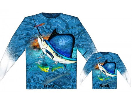 Saltwater fishing at night for swordfish in atlantic ocean Long  Sleeve T-Shirt : Clothing, Shoes & Jewelry